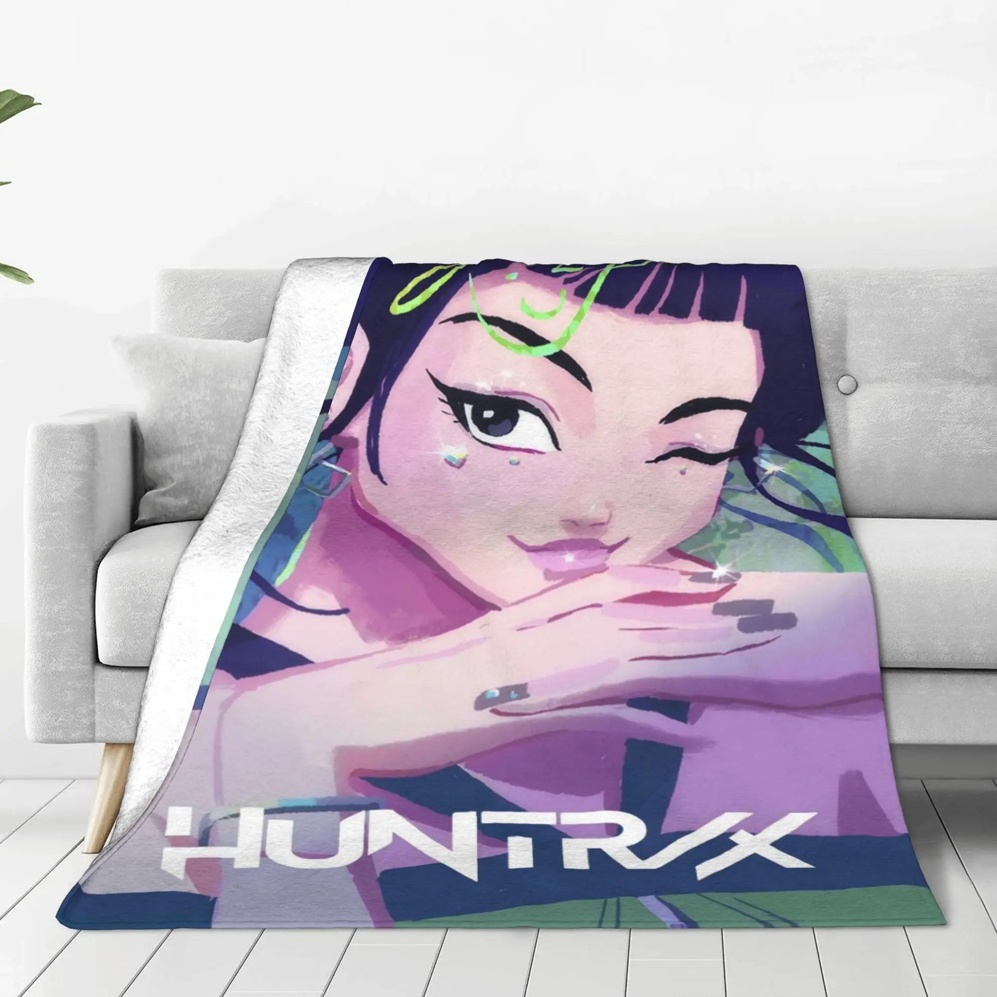Warm BlanketKids Travel K pop Demon Hunters Throw Blanket Flannel Bedspread For Outdoor Comfortable Sofa Bed Cover