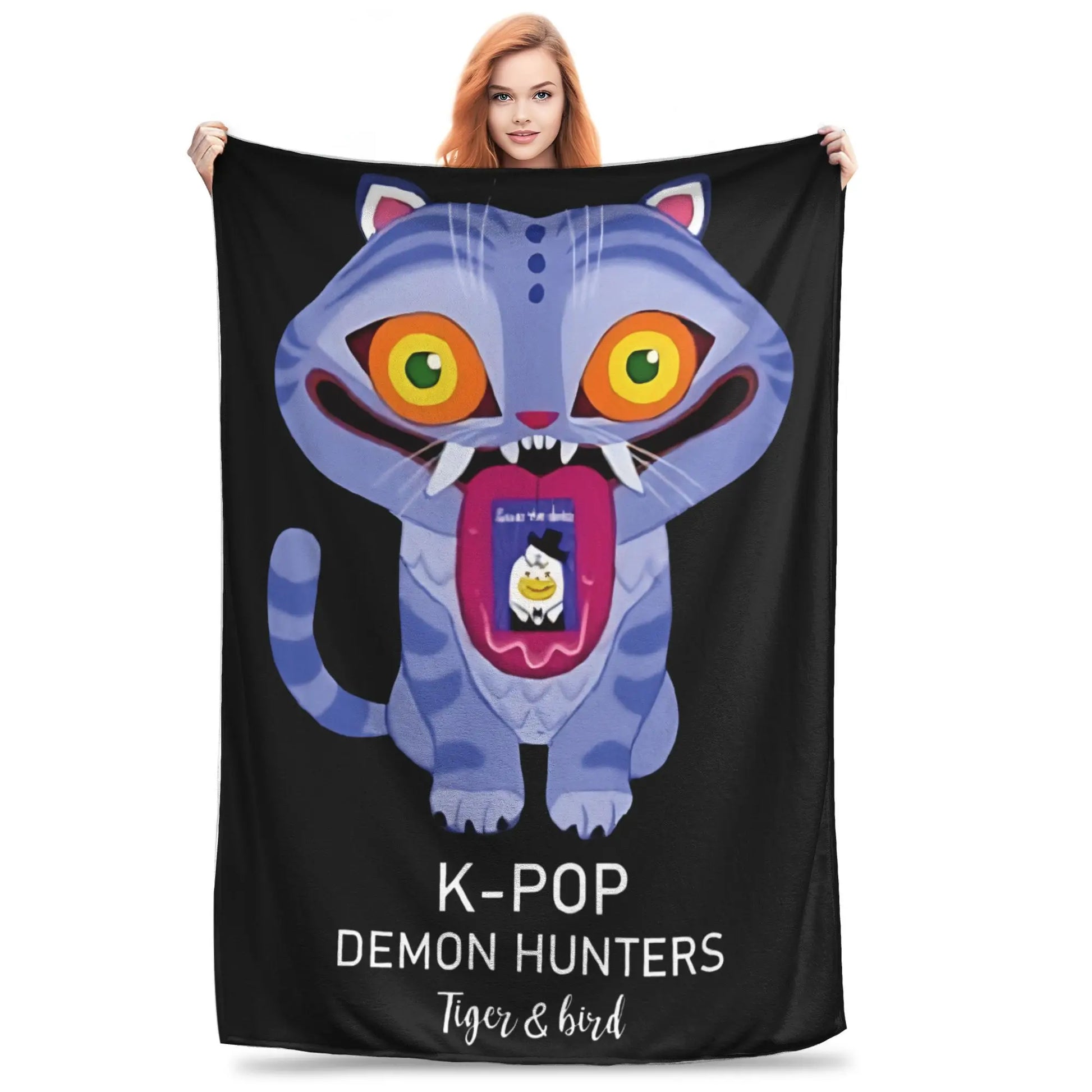 K POP demon hunters Warm Blankets tiger and bird Huntrix Picnic Plush Throw Blanket Couch Bed Flannel Bedspread Sofa Bed Cover
