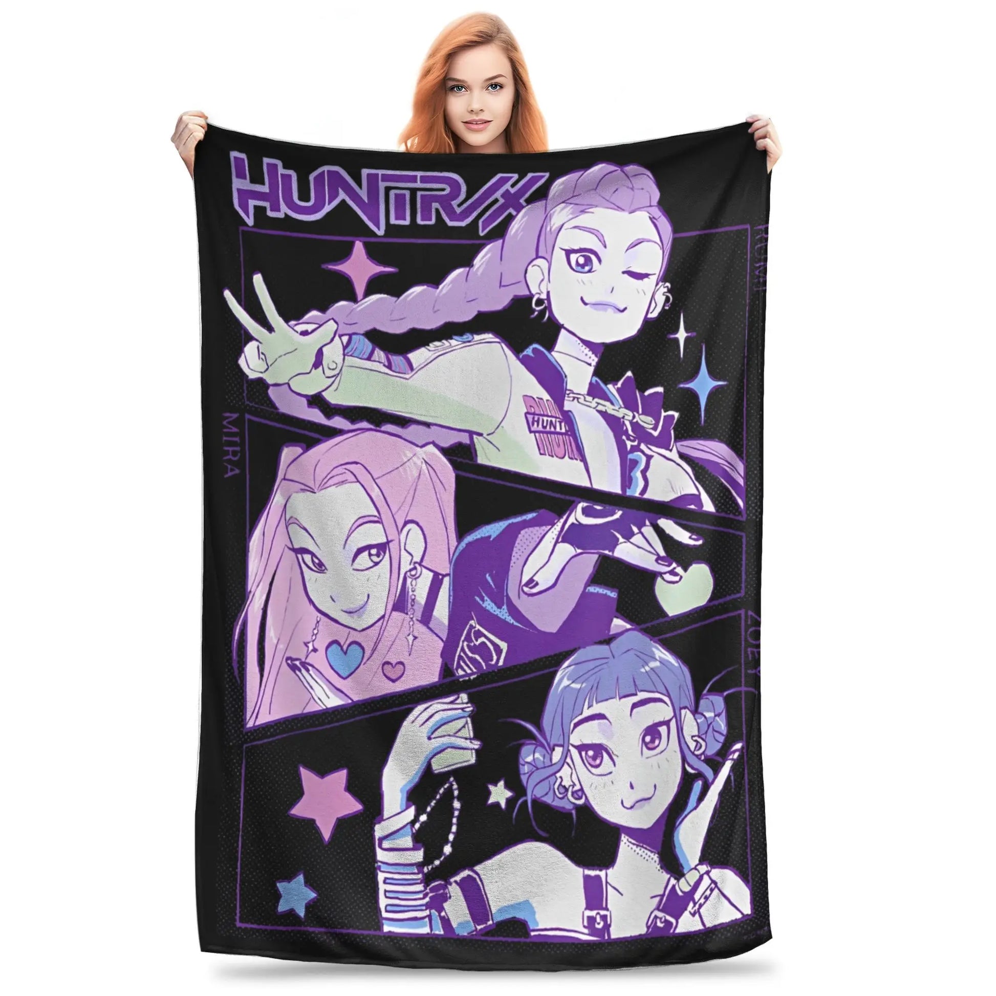 K Pop Demon Hunters Team Anime Plush Blanket Girls Boys Flannel Throw Blanket For Bedroom Warm Soft Quality Bedspread Gift