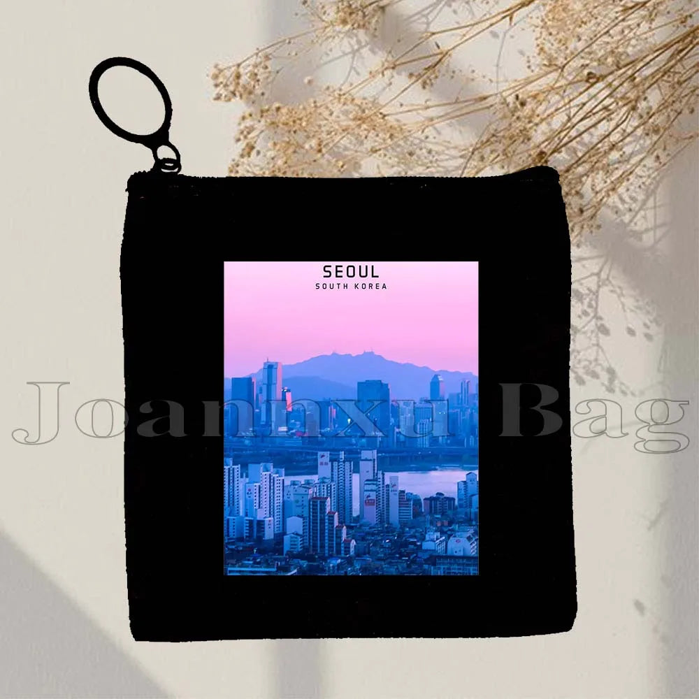 Kdrama KPop Lover Funny Korean Pop Hand Finger Heart K Pop Girl South Korea Gift Canvas Coin Purse Key Case Bag Wallet Pouch