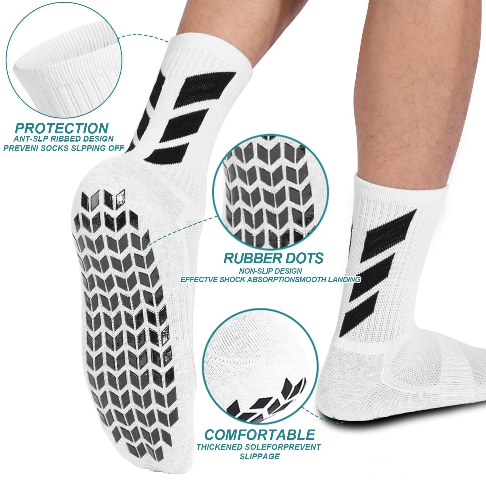 1 pair of socks football socks men's anti slip hospital yoga anti slip training sports socks