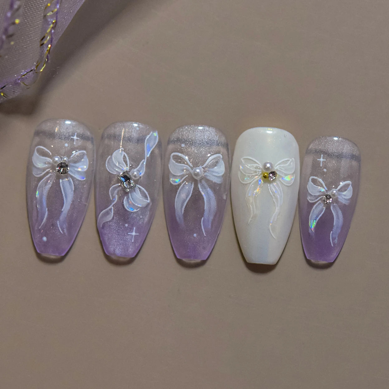 Delicate Jelly chic Bowknot Silk Ribbon Knot Star Shiny Dreamy Self Adhesive Nail Art Decorations Sticker Dressy Manicure Decals