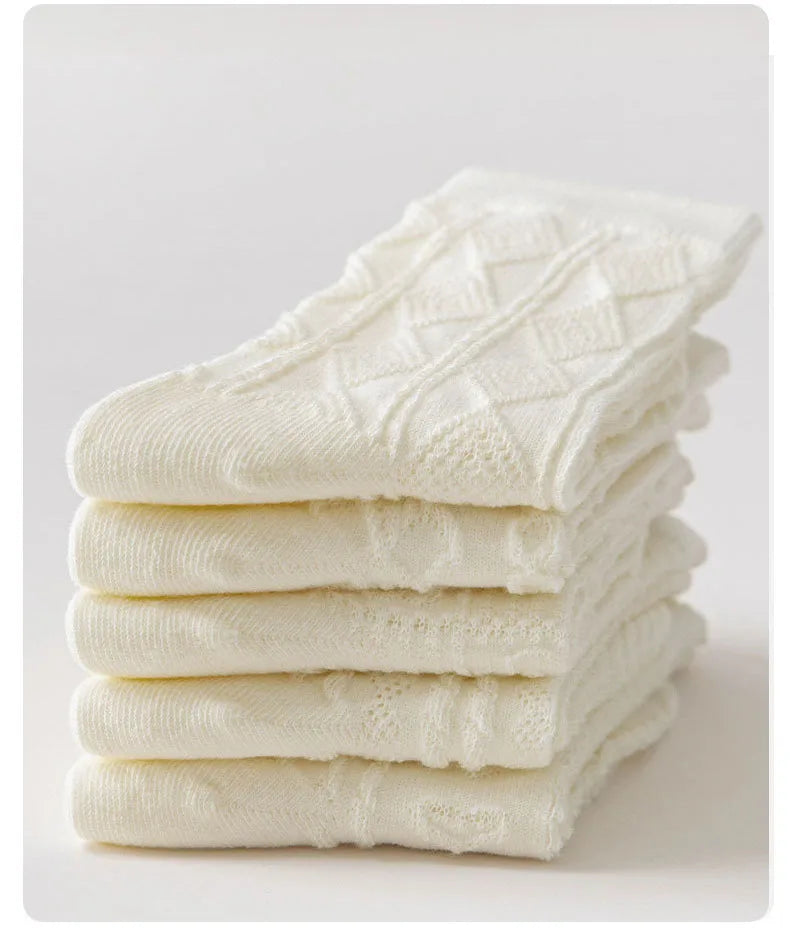 5 Pairs Girls Socks Solid White Cotton Socks A Class Socks Baby Autumn Mid Calf Socks Children Medium Socks Baby Kids Socks