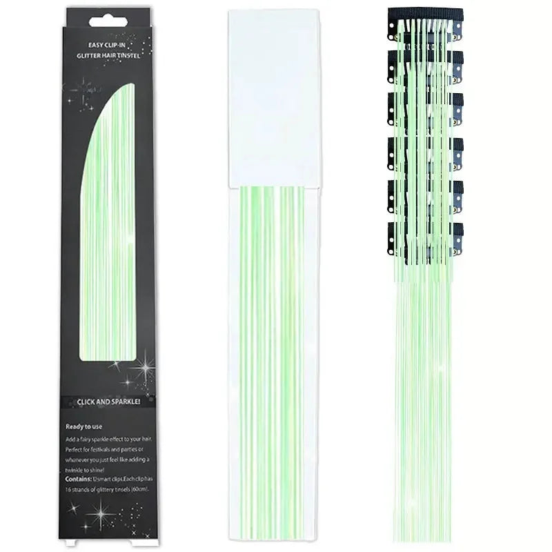 6-Piece Set BB Clip Tinsel Hair Metal Laser Gold Thread PET Laser Thread Highlighting Cross-Border Hair Accessories