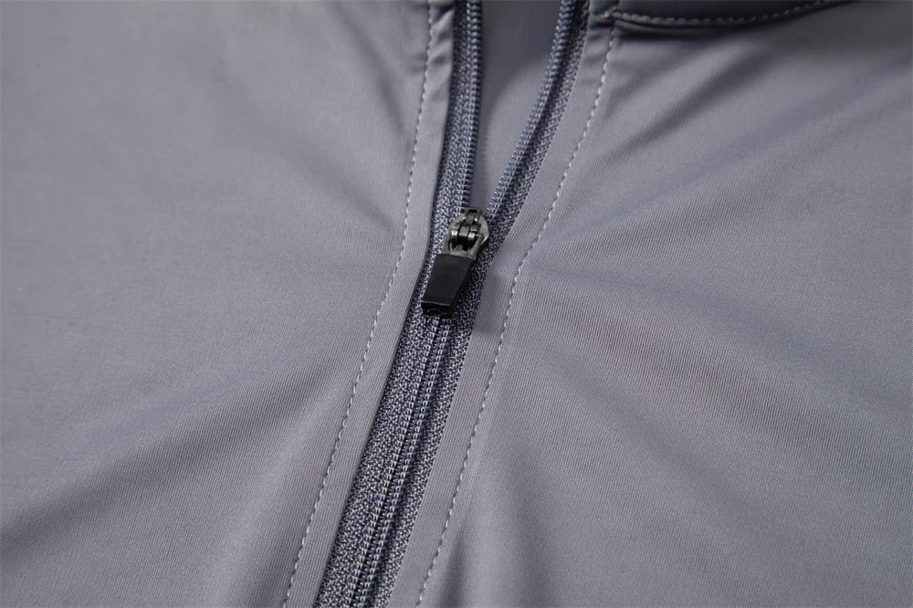 AIOPESON Men's UPF100+ Sun Protection Long Sleeve Shirt Solid Color Zipper Outdoor Shirts Stand Collar Quick Dry T Shirts