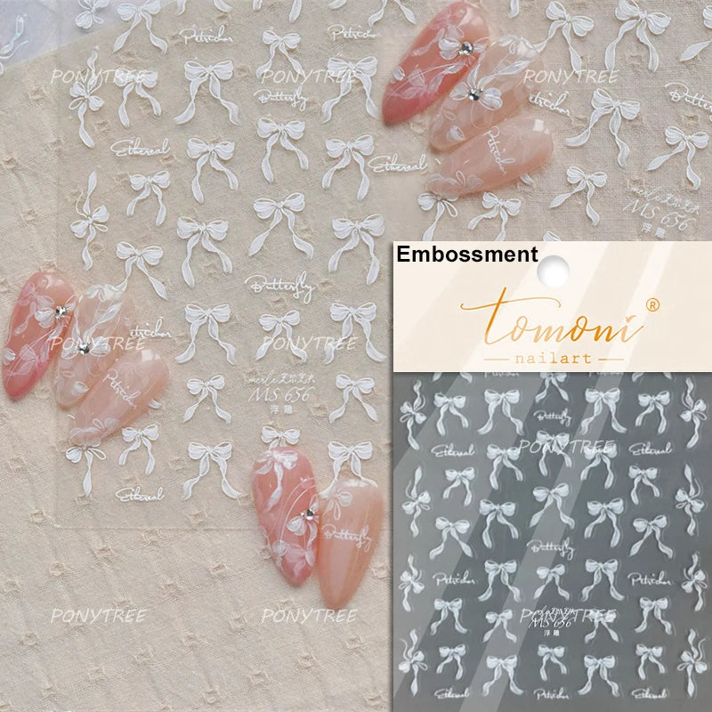 Delicate Jelly chic Bowknot Silk Ribbon Knot Star Shiny Dreamy Self Adhesive Nail Art Decorations Sticker Dressy Manicure Decals