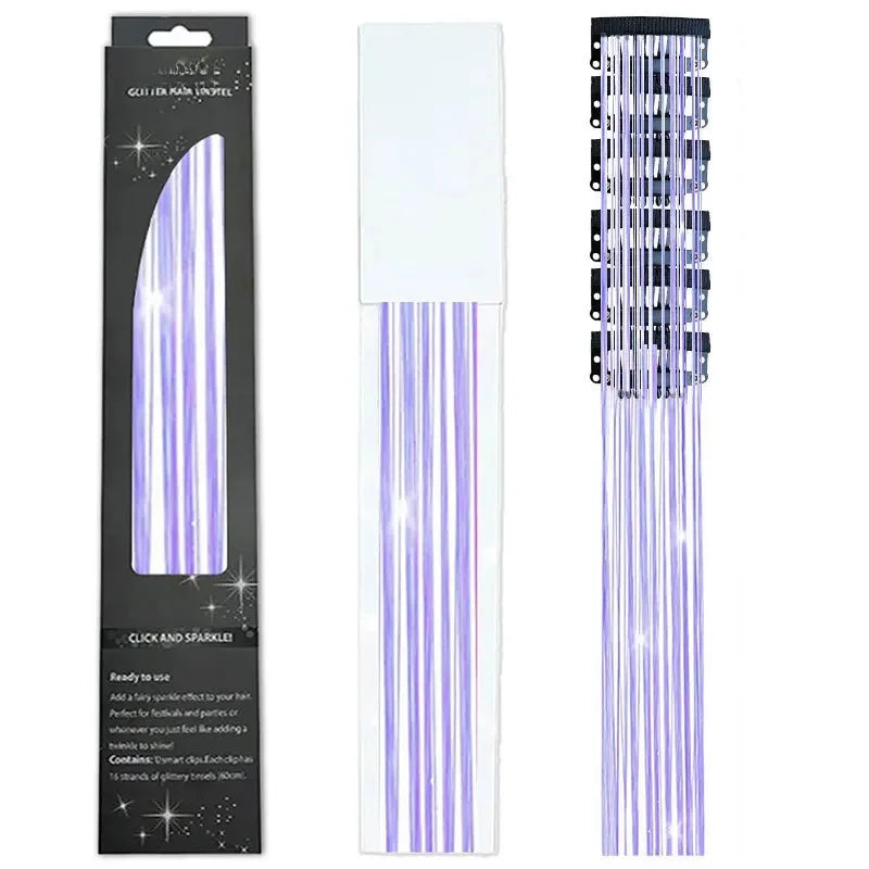 6-Piece Set BB Clip Tinsel Hair Metal Laser Gold Thread PET Laser Thread Highlighting Cross-Border Hair Accessories