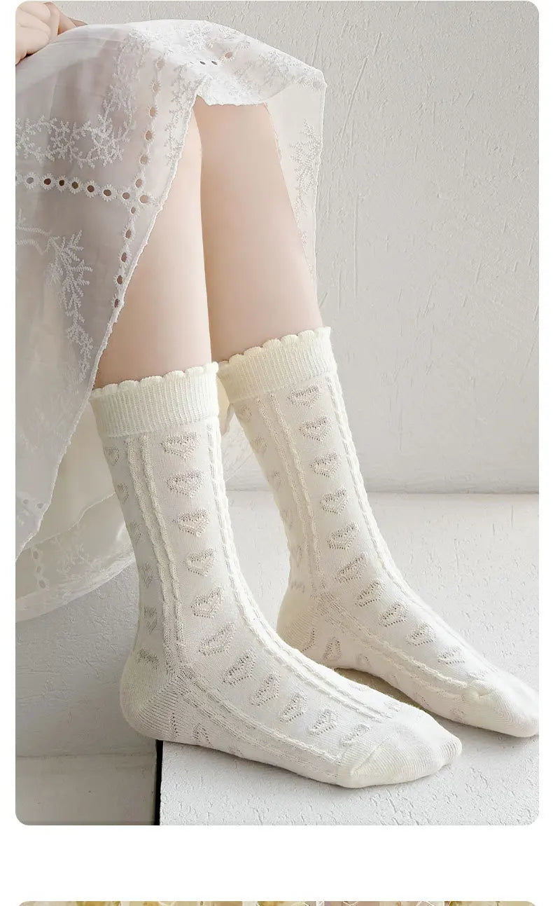 5 Pairs Girls Socks Solid White Cotton Socks A Class Socks Baby Autumn Mid Calf Socks Children Medium Socks Baby Kids Socks