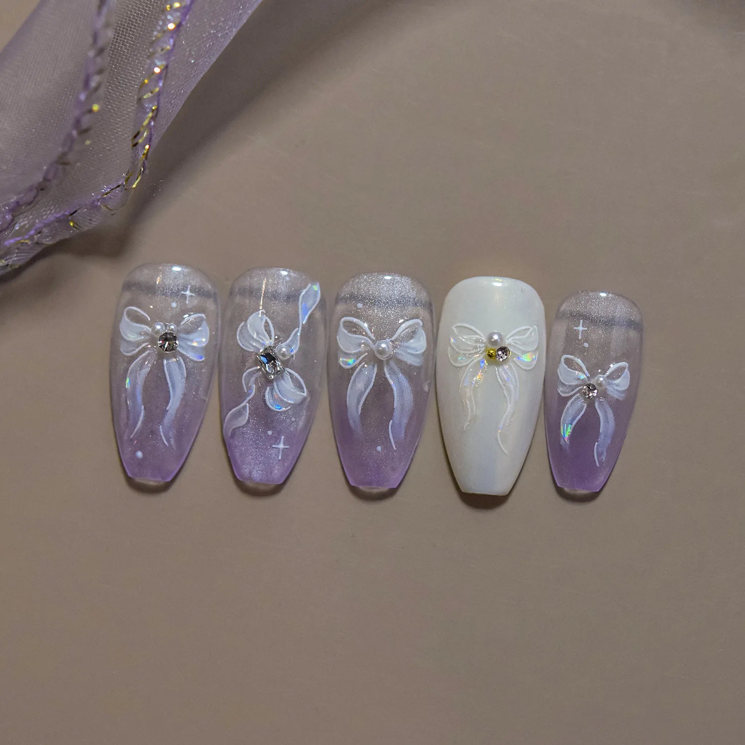 Delicate Jelly chic Bowknot Silk Ribbon Knot Star Shiny Dreamy Self Adhesive Nail Art Decorations Sticker Dressy Manicure Decals