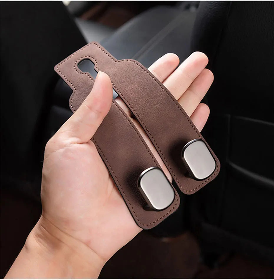BLALION Suede Vehicle Metal Hook Hanger Multifunction Hanger Storage Organizer Double Hook Holder Rear Seat Hooks Accessories
