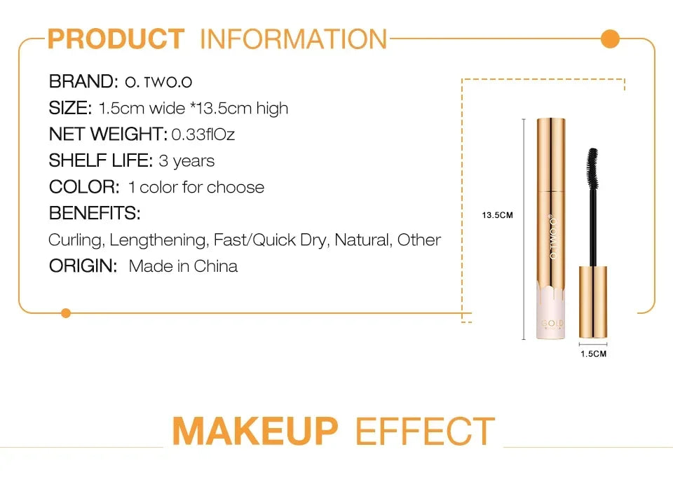 3D Mascara Eyelashes Lengthening Black Lash Eyelash Extension Eye Lashes Brush Beauty Makeup Long-wearing Gold Color Mascara