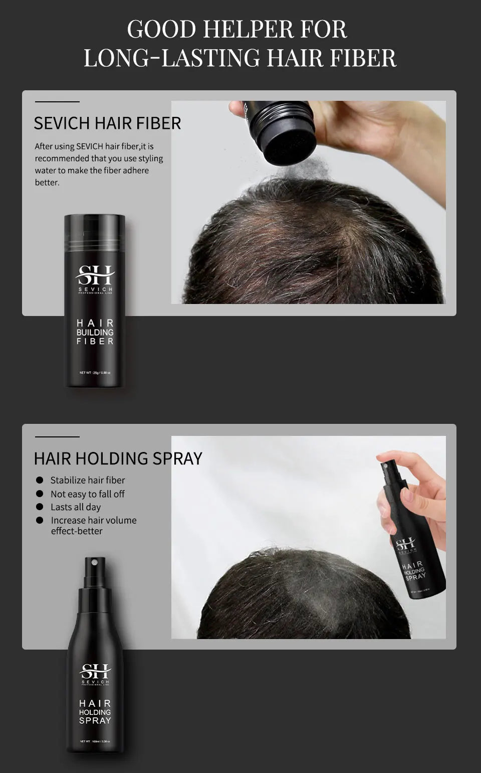3pcs Hair Fibers Set Keratin Hair Building Styling Powder Hair Loss Instant Regrowth Thickening Powders Hairline Beard Filling