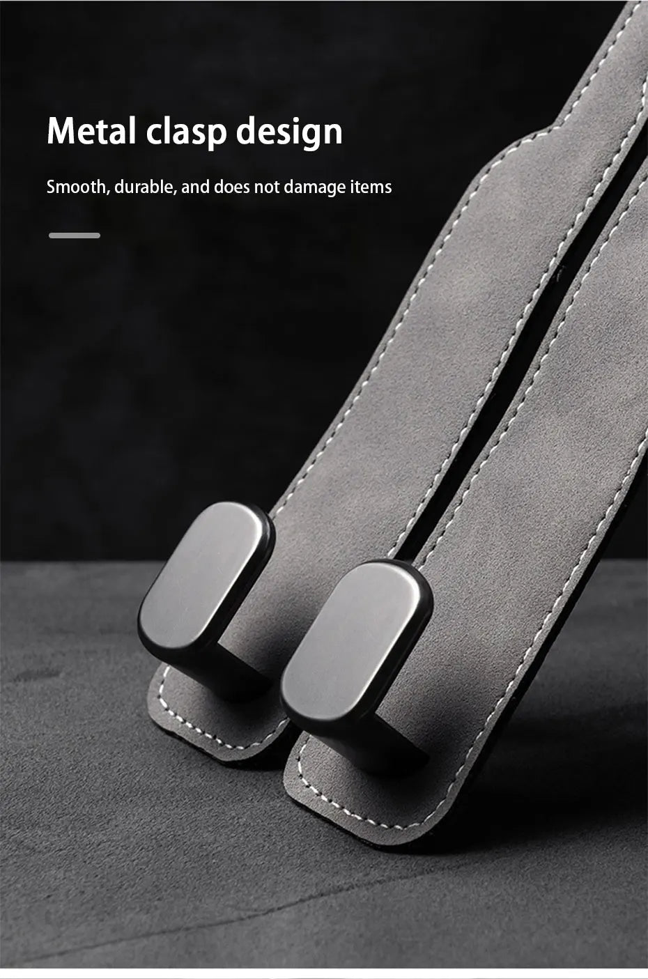 BLALION Suede Vehicle Metal Hook Hanger Multifunction Hanger Storage Organizer Double Hook Holder Rear Seat Hooks Accessories