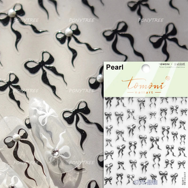 Delicate Jelly chic Bowknot Silk Ribbon Knot Star Shiny Dreamy Self Adhesive Nail Art Decorations Sticker Dressy Manicure Decals