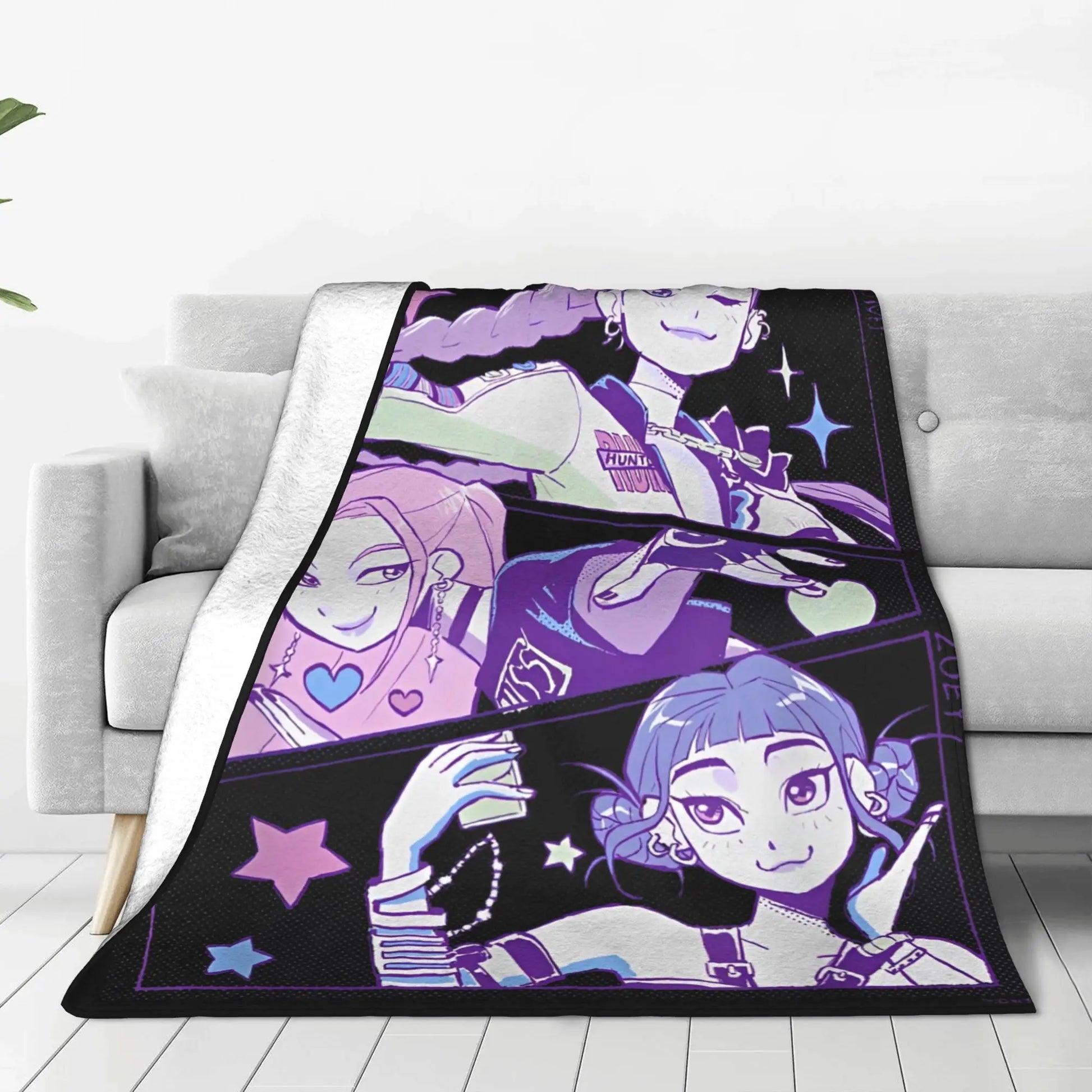 K Pop Demon Hunters Team Anime Plush Blanket Girls Boys  Flannel Throw Blanket For Bedroom Warm Soft Quality Bedspread Gift