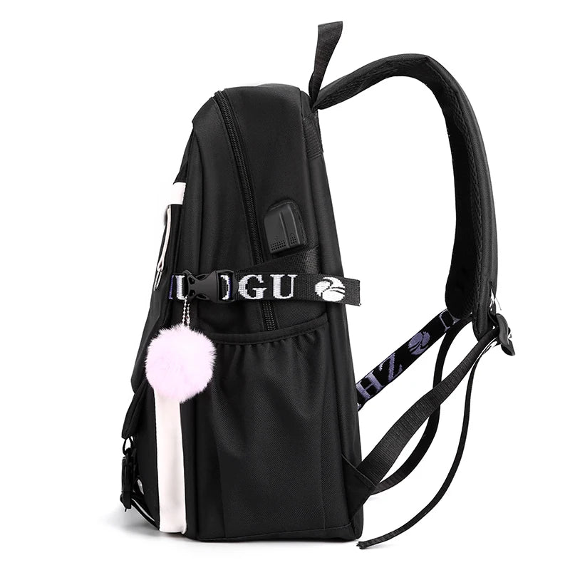KPop Demon Hunters Print Multi-pocket Backpack Women Large Capacity Laptop Bagpack Fashion Casual USB Port Girls Schoolbag