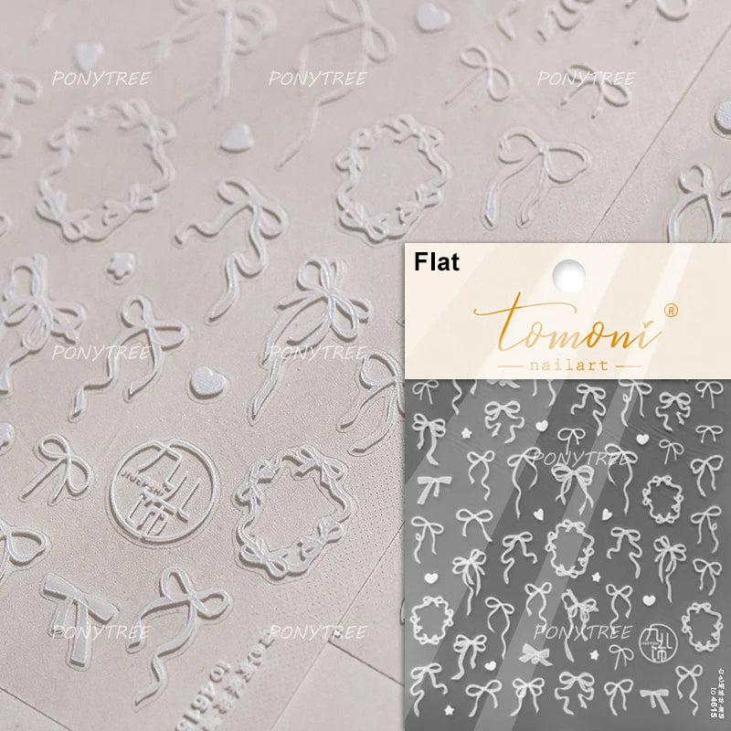 Delicate Jelly chic Bowknot Silk Ribbon Knot Star Shiny Dreamy Self Adhesive Nail Art Decorations Sticker Dressy Manicure Decals