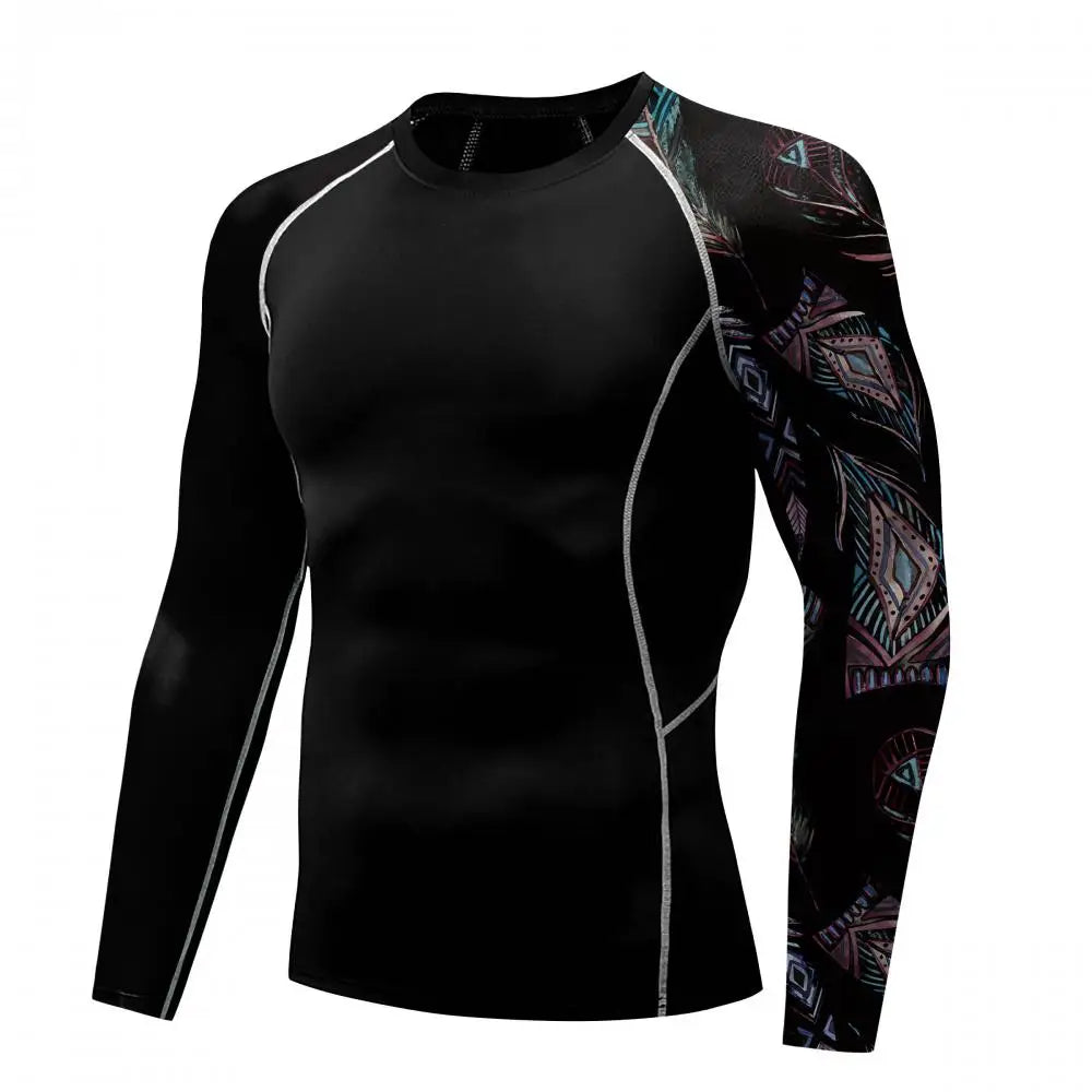 New Skull Long Sleeve T-Shirt Men Summer Fitness Quick Dry T-Shirts Breathable Compression Tops Outdoor Sportwear Clothing