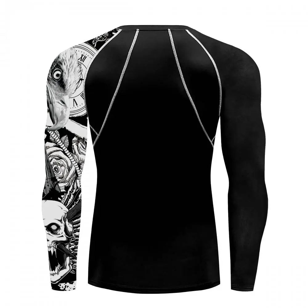 New Skull Long Sleeve T-Shirt Men Summer Fitness Quick Dry T-Shirts Breathable Compression Tops Outdoor Sportwear Clothing