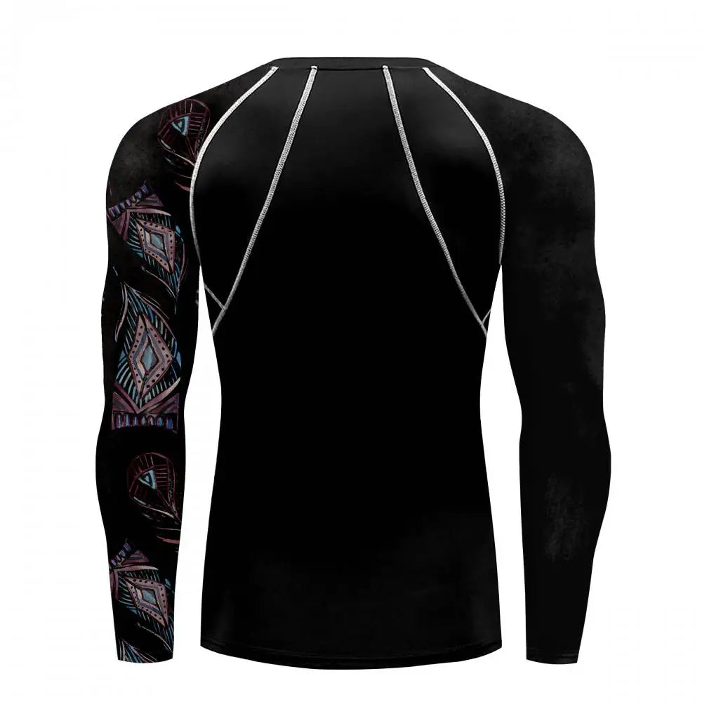 New Skull Long Sleeve T-Shirt Men Summer Fitness Quick Dry T-Shirts Breathable Compression Tops Outdoor Sportwear Clothing
