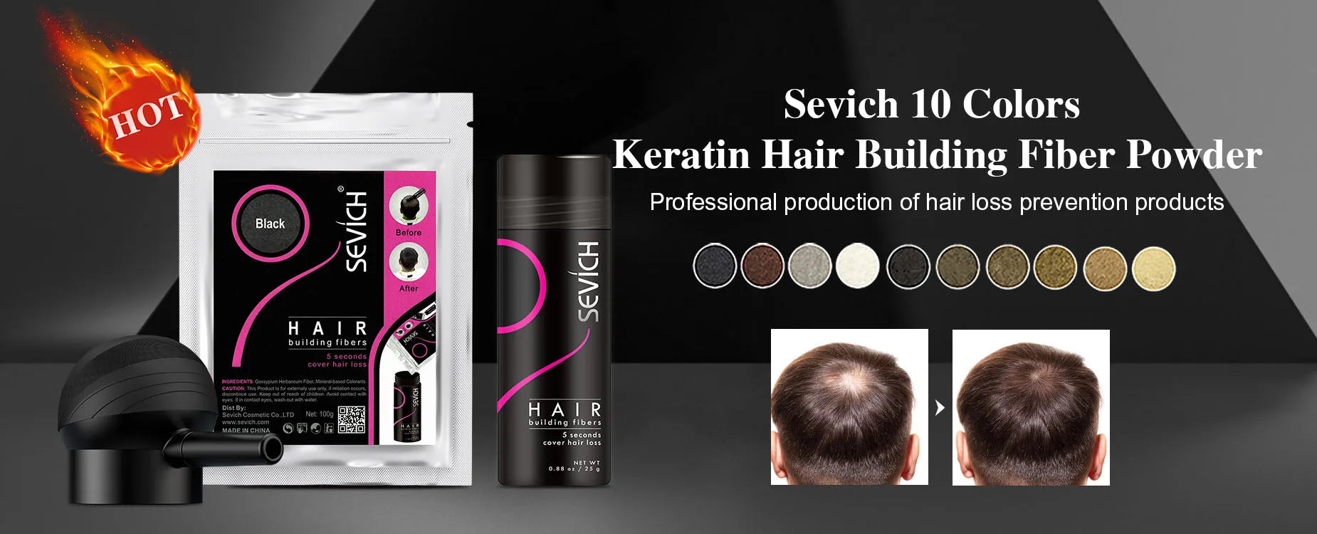 3pcs Hair Fibers Set Keratin Hair Building Styling Powder Hair Loss Instant Regrowth Thickening Powders Hairline Beard Filling