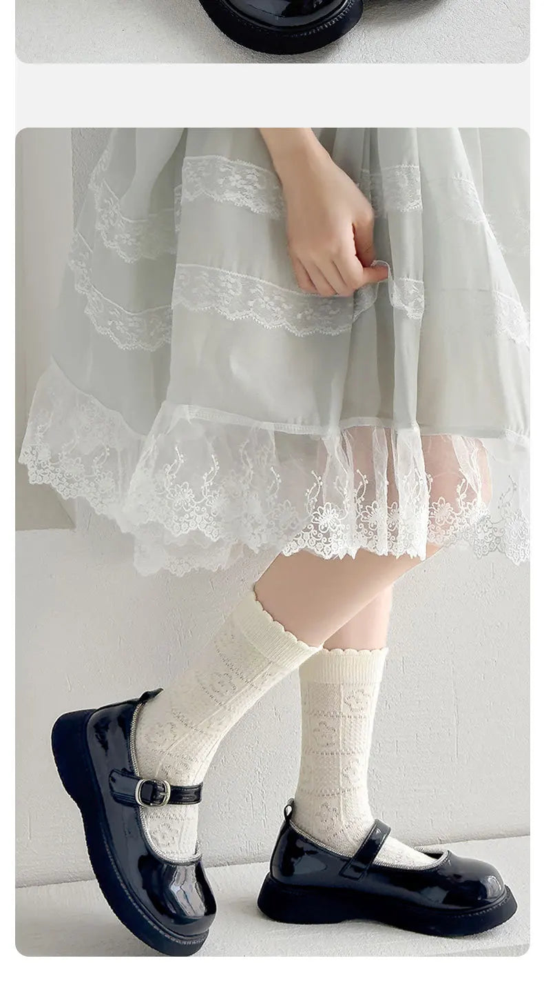 5 Pairs Girls Socks Solid White Cotton Socks A Class Socks Baby Autumn Mid Calf Socks Children Medium Socks Baby Kids Socks