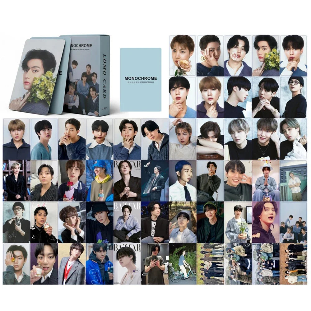 55Pcs/Box Kpop MONOCHROME POP UP Photocards Lomo Cards Photo Card for Fans Collection