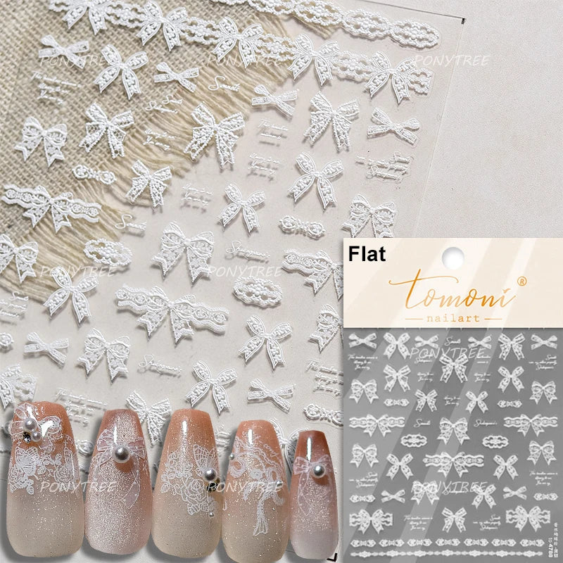 Delicate Jelly chic Bowknot Silk Ribbon Knot Star Shiny Dreamy Self Adhesive Nail Art Decorations Sticker Dressy Manicure Decals