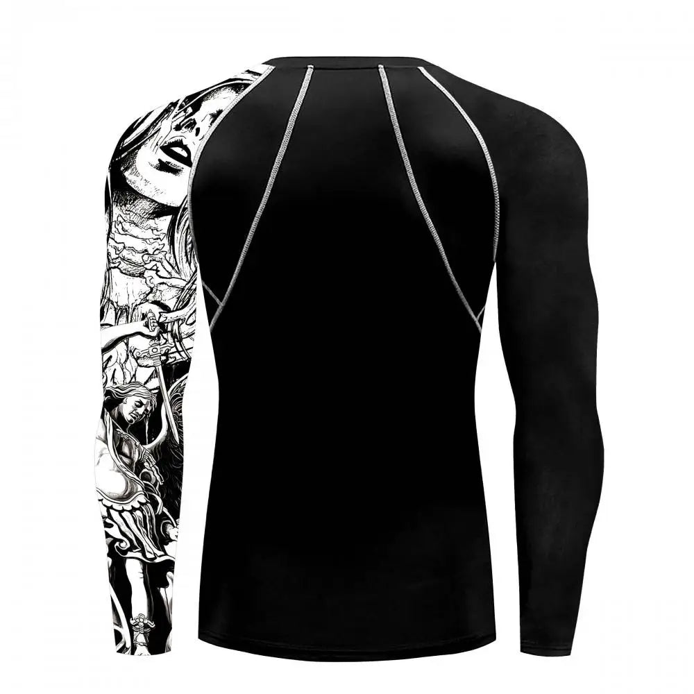 New Skull Long Sleeve T-Shirt Men Summer Fitness Quick Dry T-Shirts Breathable Compression Tops Outdoor Sportwear Clothing