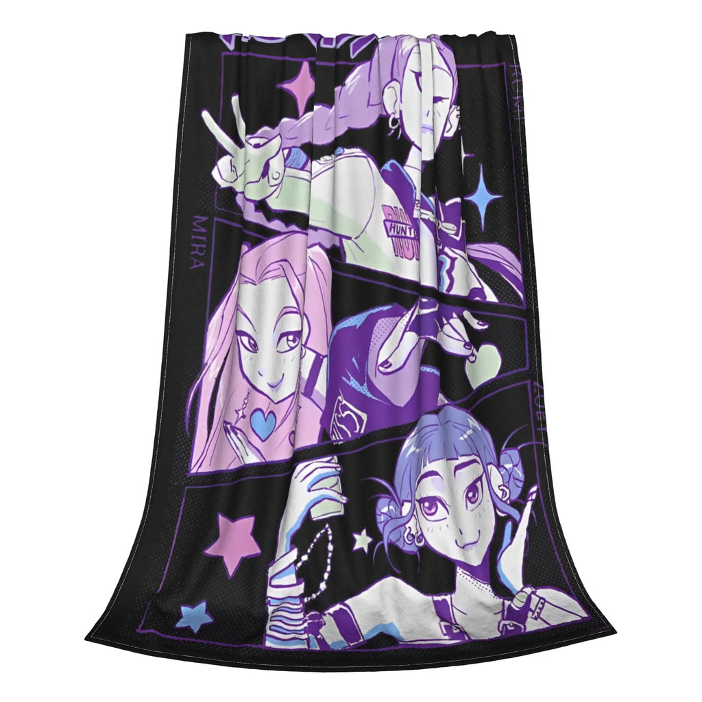 K Pop Demon Hunters Team Anime Plush Blanket Girls Boys  Flannel Throw Blanket For Bedroom Warm Soft Quality Bedspread Gift