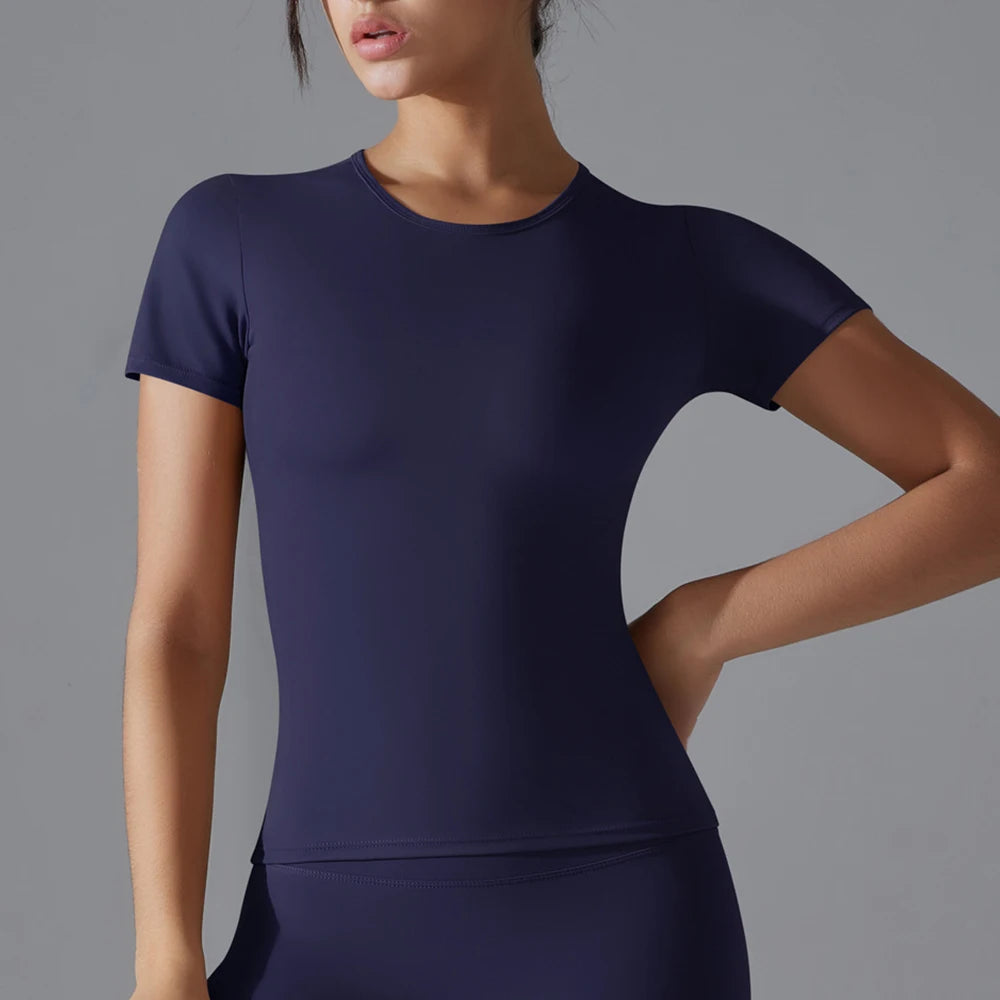 Female Short Sleeves Yoga Shirts Women Fitness Sports T-Shirts Yoga Top Quick Dry Running Tops Tights Gym Workout Push Up Clothe