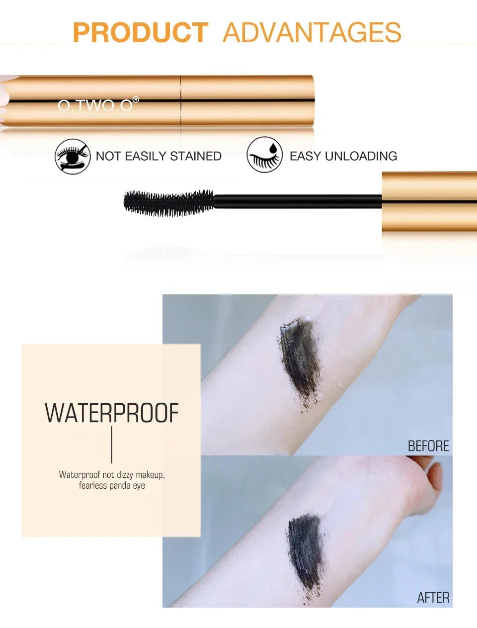 3D Mascara Eyelashes Lengthening Black Lash Eyelash Extension Eye Lashes Brush Beauty Makeup Long-wearing Gold Color Mascara