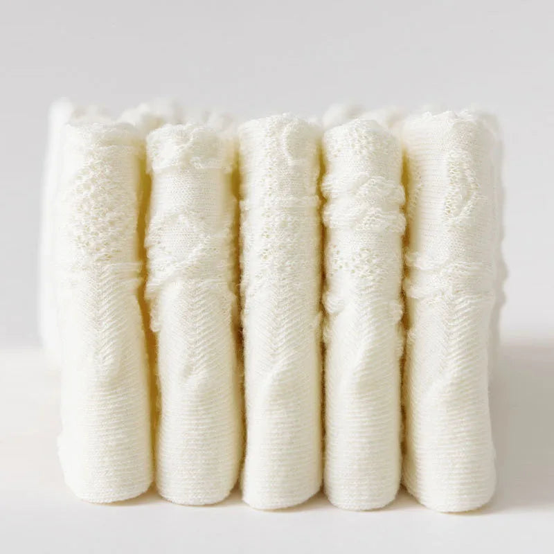 5 Pairs Girls Socks Solid White Cotton Socks A Class Socks Baby Autumn Mid Calf Socks Children Medium Socks Baby Kids Socks