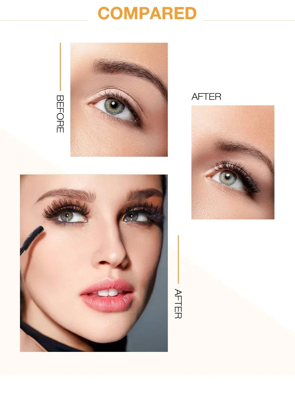 3D Mascara Eyelashes Lengthening Black Lash Eyelash Extension Eye Lashes Brush Beauty Makeup Long-wearing Gold Color Mascara