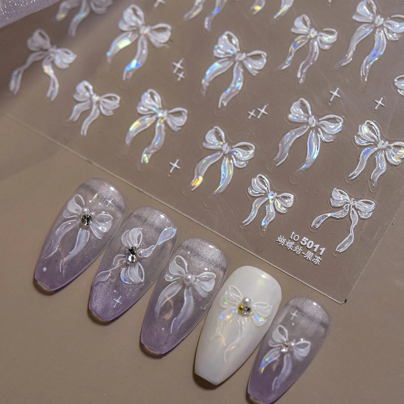 Delicate Jelly chic Bowknot Silk Ribbon Knot Star Shiny Dreamy Self Adhesive Nail Art Decorations Sticker Dressy Manicure Decals