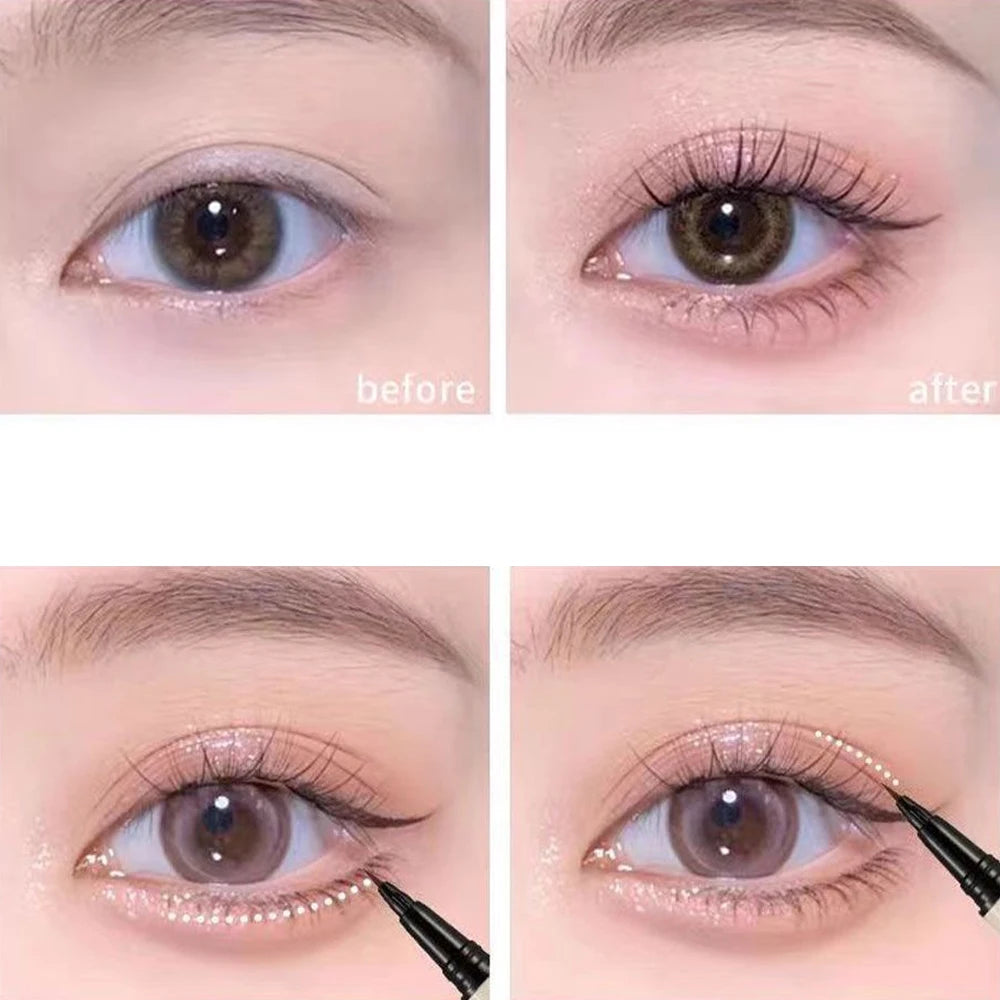 3 Colors Brown Lying Silkworm Liquid Eyeliner Pen Waterproof Big Eyes Makeup Smooth Quick-drying Women Cosmetics Beauty Tools