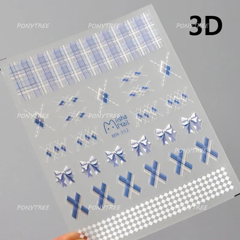 Delicate Jelly chic Bowknot Silk Ribbon Knot Star Shiny Dreamy Self Adhesive Nail Art Decorations Sticker Dressy Manicure Decals