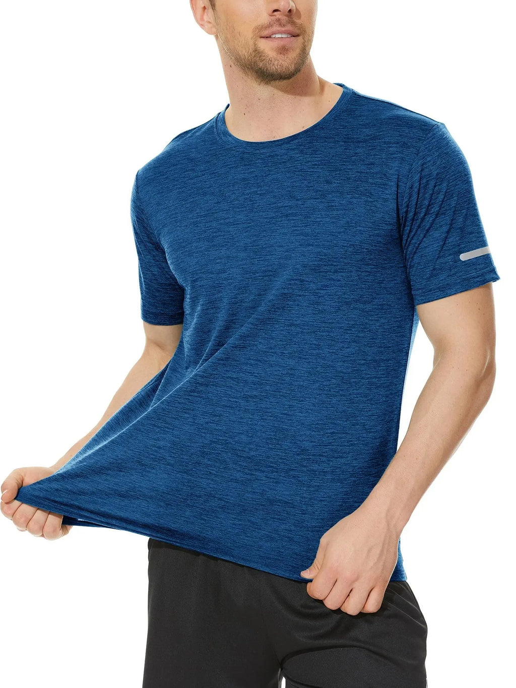 TACVASEN Summer Quick Dry T-shirts Mens Running Jogging Athletic T-shirts Reflective Stripe Sports Gym Fitness Workout T Shirts