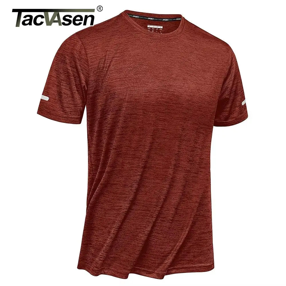 TACVASEN Summer Quick Dry T-shirts Mens Running Jogging Athletic T-shirts Reflective Stripe Sports Gym Fitness Workout T Shirts