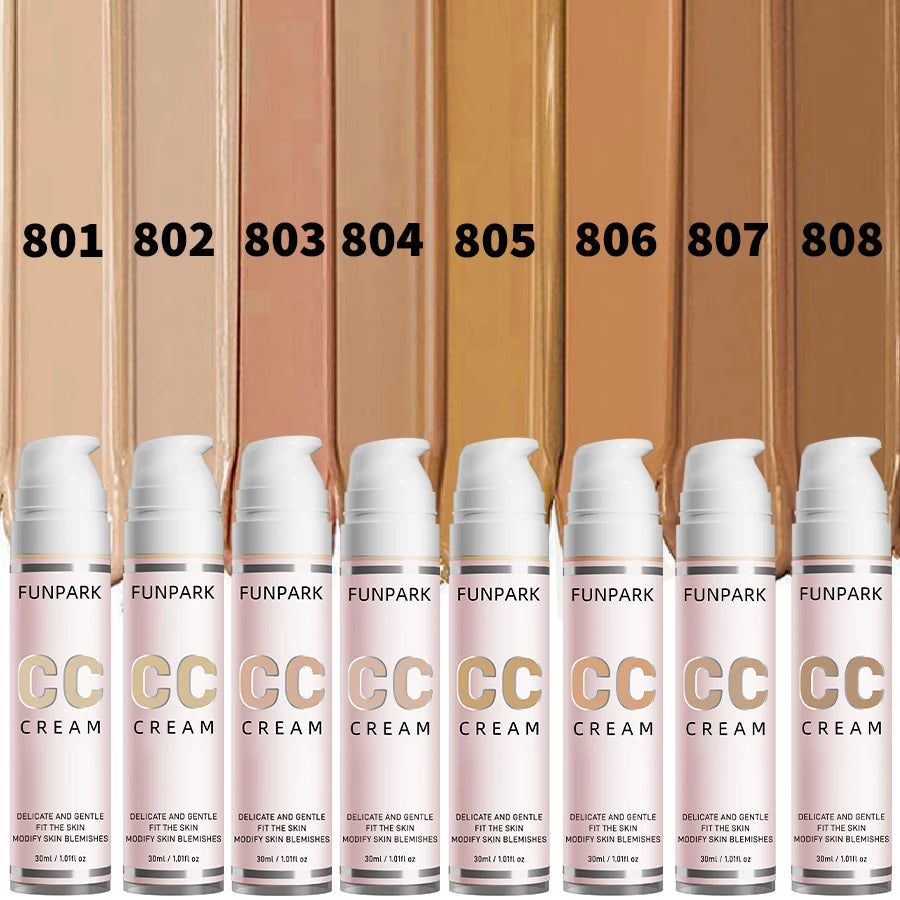 30ml 1Pc Color Correcting CC Cream Facial Foundation Waterproof Concealer Whitening Liquid Foundation Korean Makeup Cosmetics