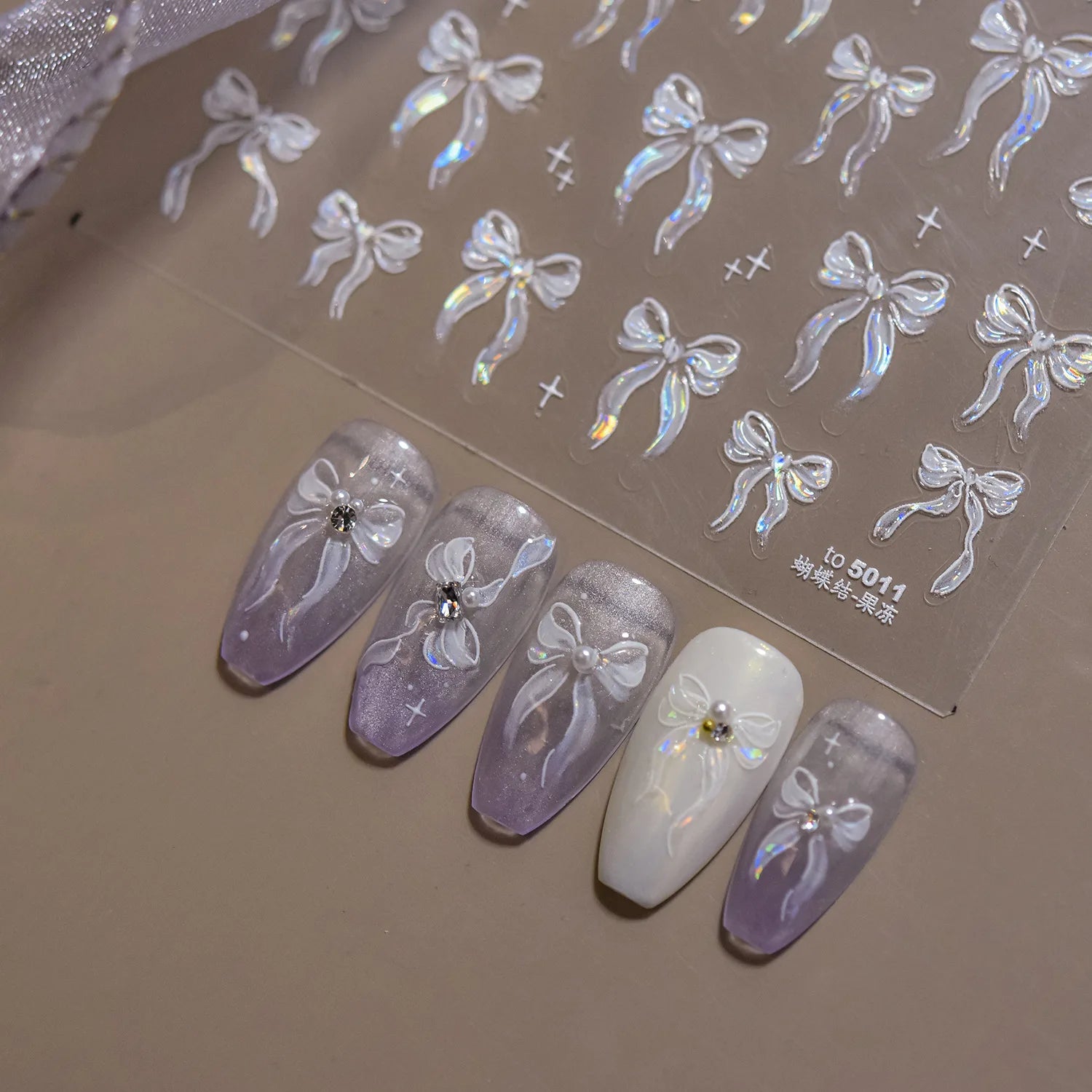 Delicate Jelly chic Bowknot Silk Ribbon Knot Star Shiny Dreamy Self Adhesive Nail Art Decorations Sticker Dressy Manicure Decals