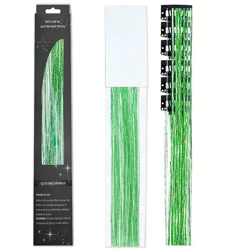 6-Piece Set BB Clip Tinsel Hair Metal Laser Gold Thread PET Laser Thread Highlighting Cross-Border Hair Accessories