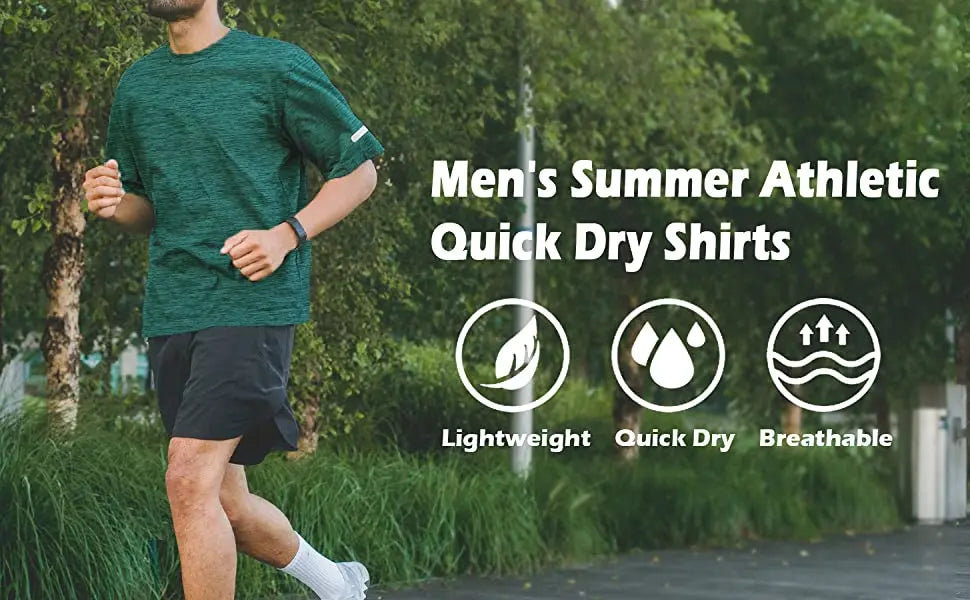 TACVASEN Summer Quick Dry T-shirts Mens Running Jogging Athletic T-shirts Reflective Stripe Sports Gym Fitness Workout T Shirts