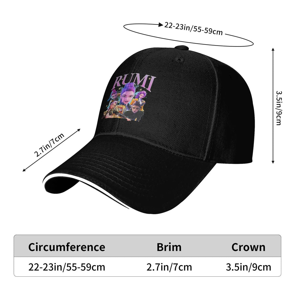 Rumi K pop Demon Hunters Casual Baseball Cap Summer Huntrix Trucker Hat Tennis Skate Hip Hop Hats Female Male Baseball Caps