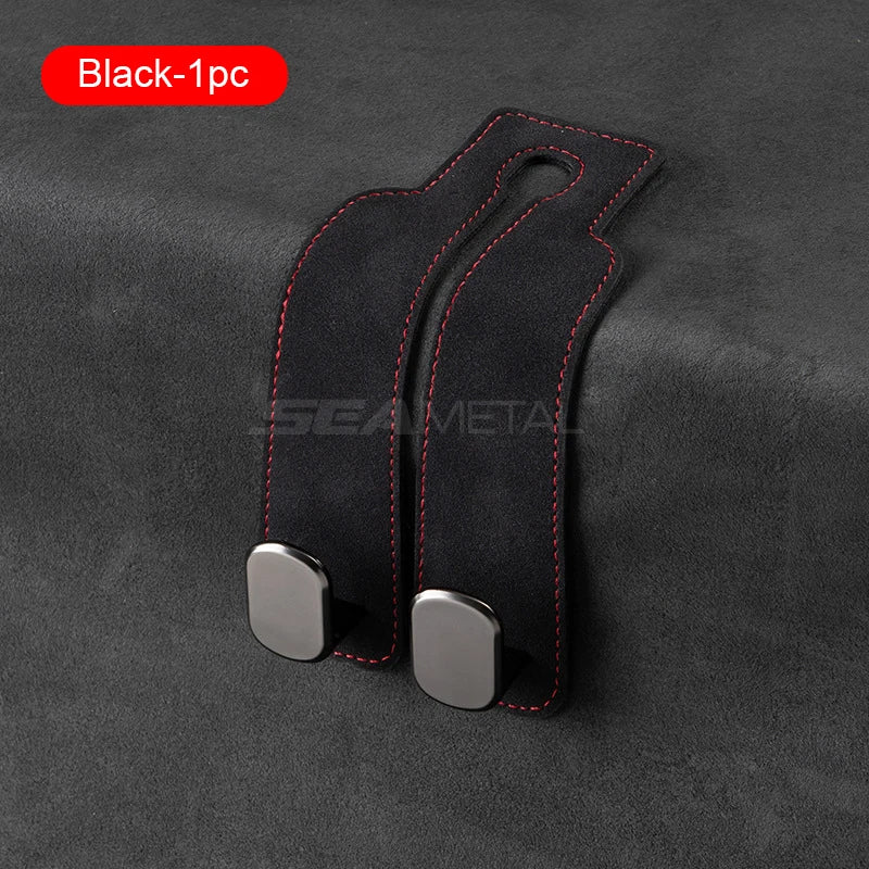 BLALION Suede Vehicle Metal Hook Hanger Multifunction Hanger Storage Organizer Double Hook Holder Rear Seat Hooks Accessories