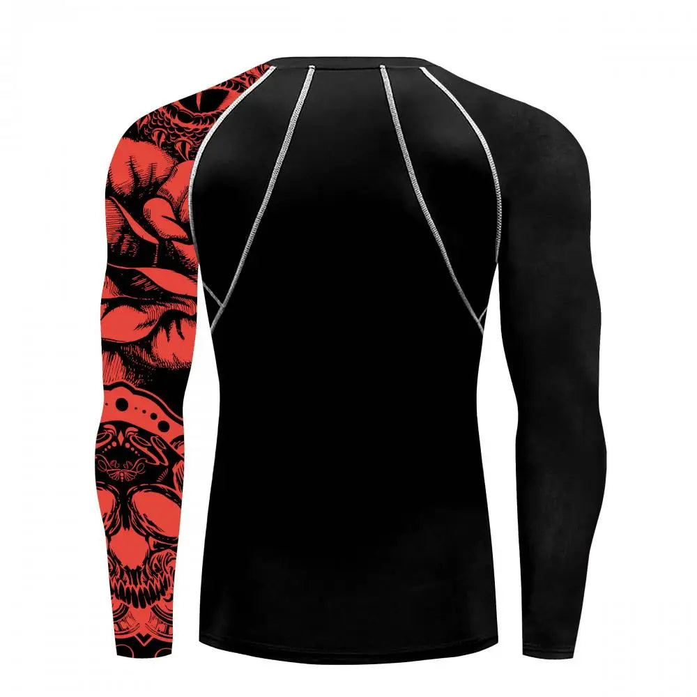 New Skull Long Sleeve T-Shirt Men Summer Fitness Quick Dry T-Shirts Breathable Compression Tops Outdoor Sportwear Clothing