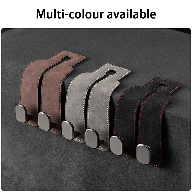 BLALION Suede Vehicle Metal Hook Hanger Multifunction Hanger Storage Organizer Double Hook Holder Rear Seat Hooks Accessories