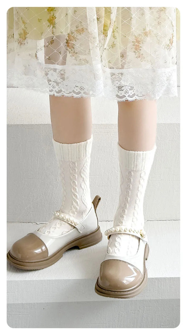 5 Pairs Girls Socks Solid White Cotton Socks A Class Socks Baby Autumn Mid Calf Socks Children Medium Socks Baby Kids Socks