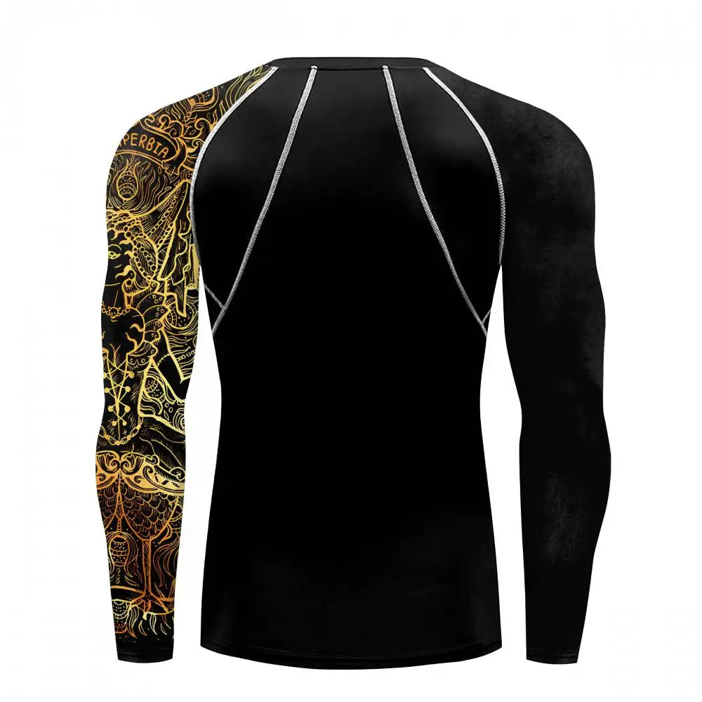 New Skull Long Sleeve T-Shirt Men Summer Fitness Quick Dry T-Shirts Breathable Compression Tops Outdoor Sportwear Clothing