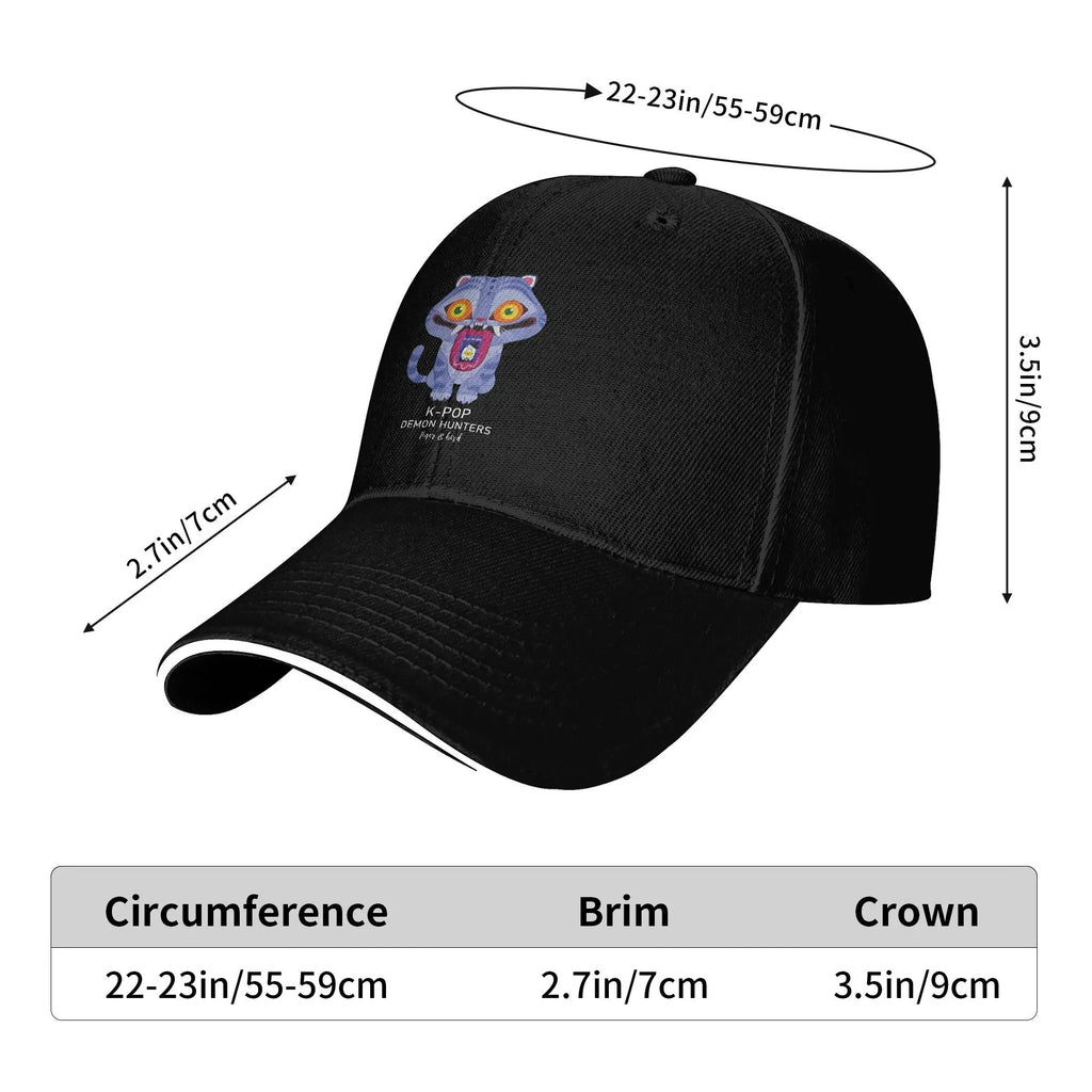 K POP demon hunters tiger and bird Baseball Cap  Tennis Skate Breathable Trucker Hat Couple Women Vintage Design Baseball Caps